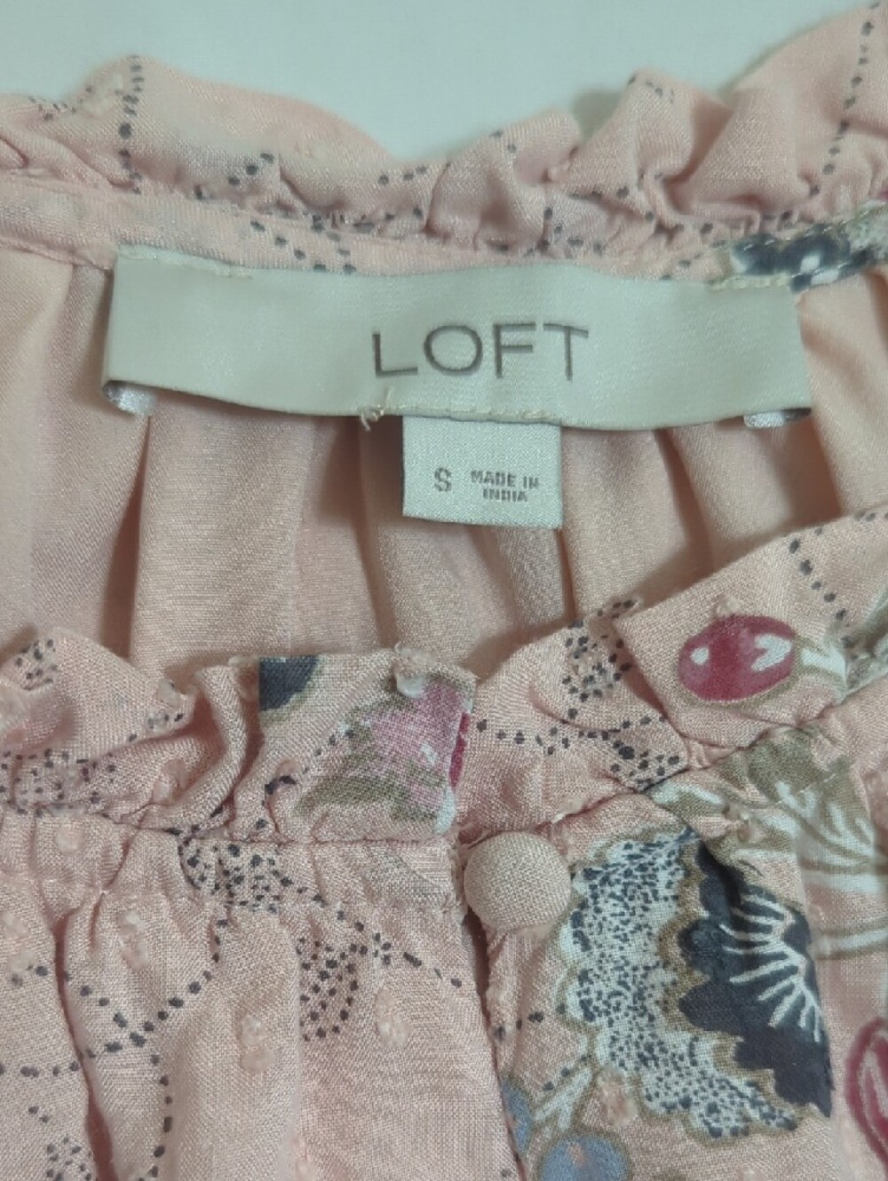 LOFT Floral Clip Dot Flounce Dress, Color Blush Whisper Pink Size S - Picture 15 of 16